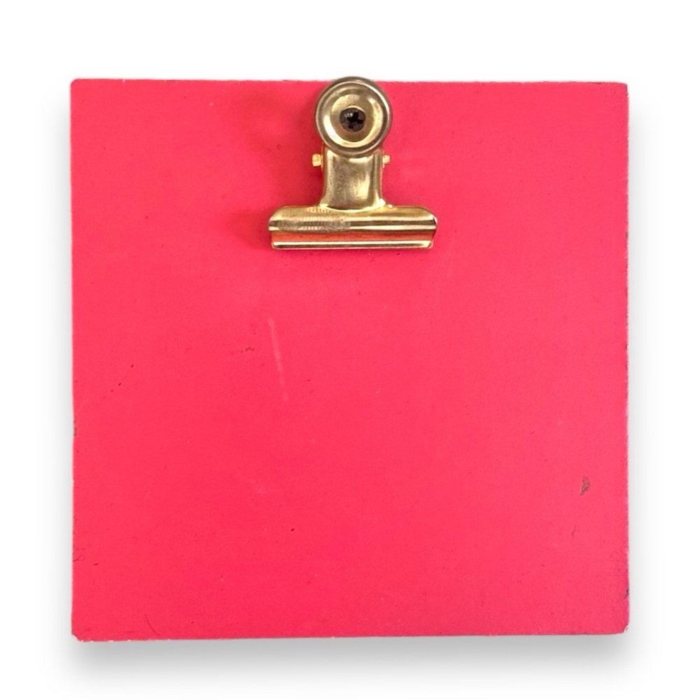 4”x4” Coral Red Wooden Mini Clipboard Picture Frame Photo Holder Display Stand